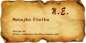 Matejko Etelka névjegykártya